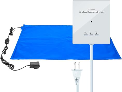 Briidea Bed Alarms and Fall Prevention for Elderly with 20'' * 28'' Weight Sensing Bed Pad (Wireless Alarm Included), Adjustable Volume and Long Range Alert for Home Safety