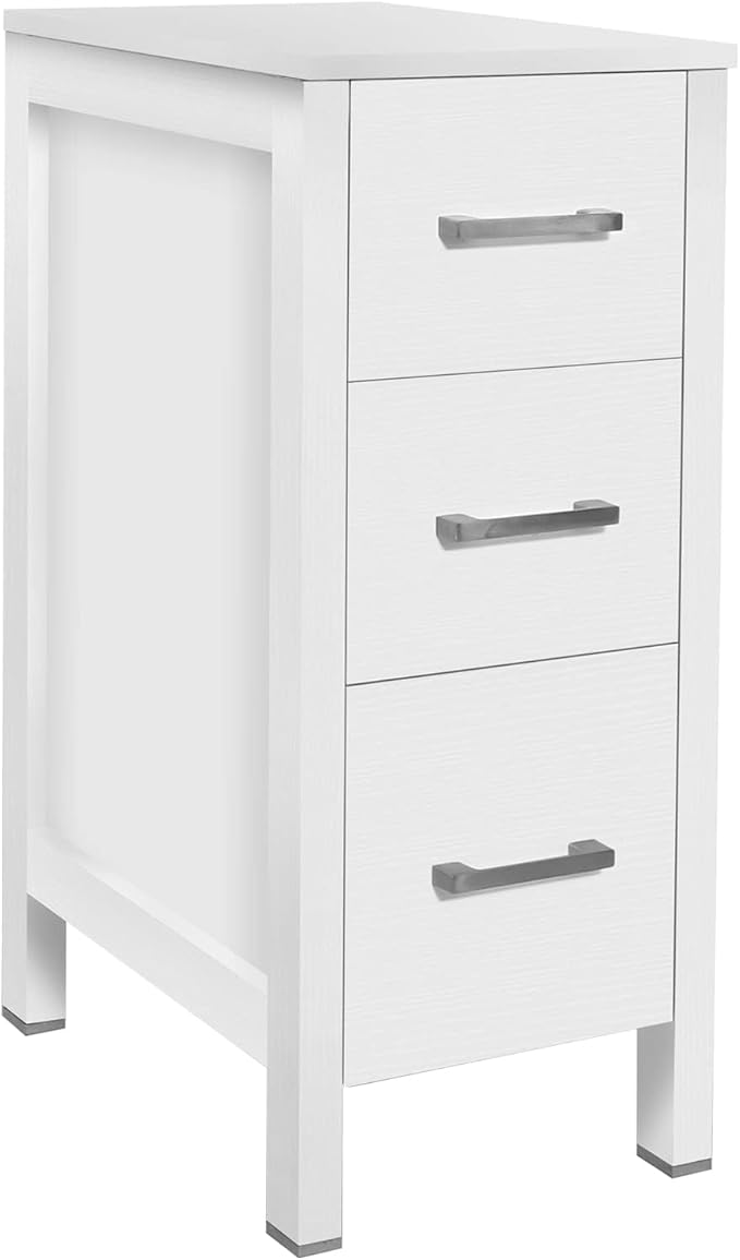 eclife 48" Modern Bathroom Vanity Sink Combo Freestanding Cabinet with Small Side Cabinet, White Rectangle Ceramic Vessel Sink, Water Save Faucet, Drain (White+T03)
