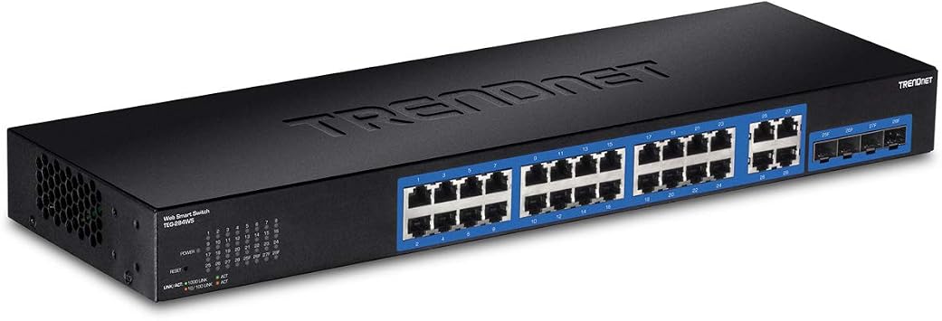 TRENDnet 28-Port Gigabit Web Smart Switch,TEG-284WS,Lifetime Protection