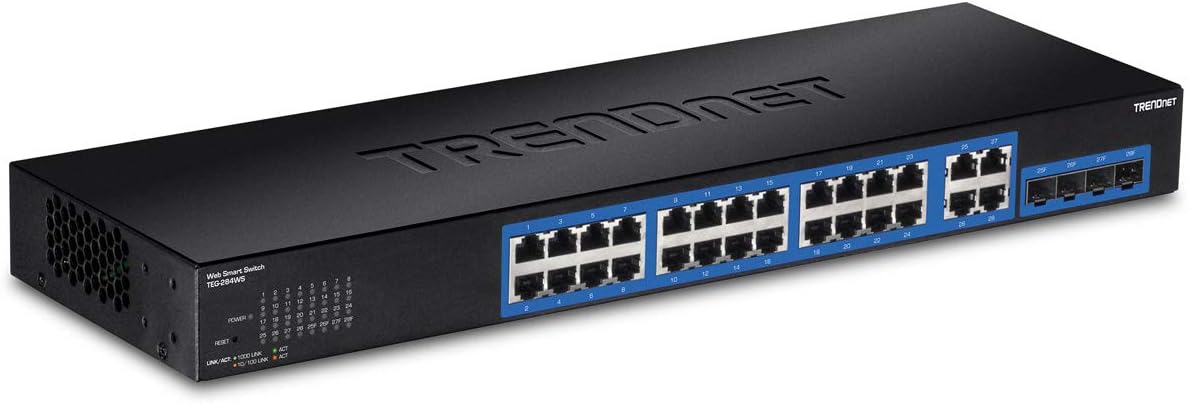 TRENDnet 28-Port Gigabit Web Smart Switch,TEG-284WS,Lifetime Protection