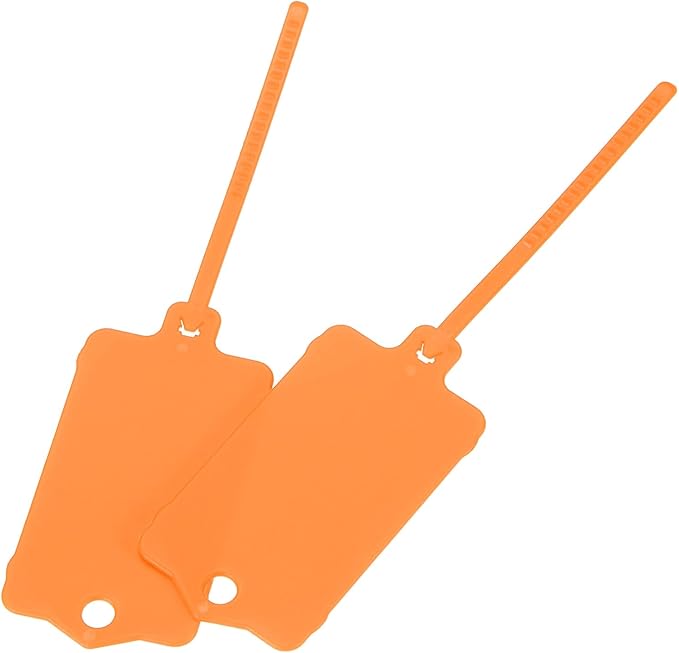 MECCANIXITY Plastic Tags Key Label Tags, for Plastic Tie Mark Product Identification Tags,Valve Marking,Outdoor Tagging, 1.5x2.5 Inch Orange 25Packs