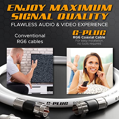 G-PLUG 6FT RG6 Coaxial Cable Extender - Coax Cable Cord, Triple Shielded