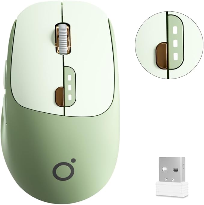 Dual-Mode Bluetooth Wireless Mouse with Visible Battery Indicator - Green