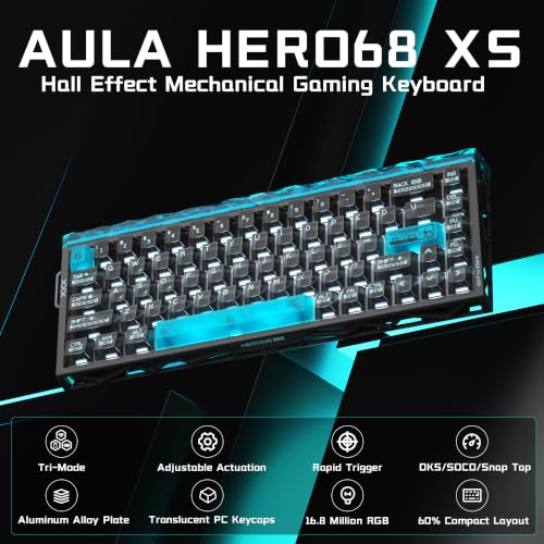 Aula Hero 68 XS 60% Hall Effect Wireless Gaming Keyboard with 0.005mm RT - Image 3