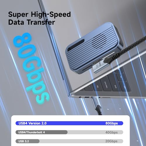 80gbps USB c Data Cable Compatible with Thunderbolt 5 Cable Right Angle 6.6FT 240W, 90 Degree USB C Cord, 8K/16k 120HZ/60Hz usbc Monitor for Thunderbolt 4,Type c to Type c - Image 3