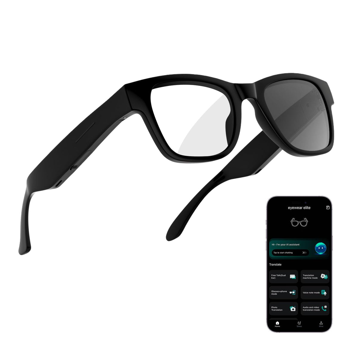 AI Smart Glasses with ChatGPT – Bluetooth, Real-Time Translation, Music & Hands-Free Calls, Photochromic Lenses, UV & Blue Light Protection for Men & Women