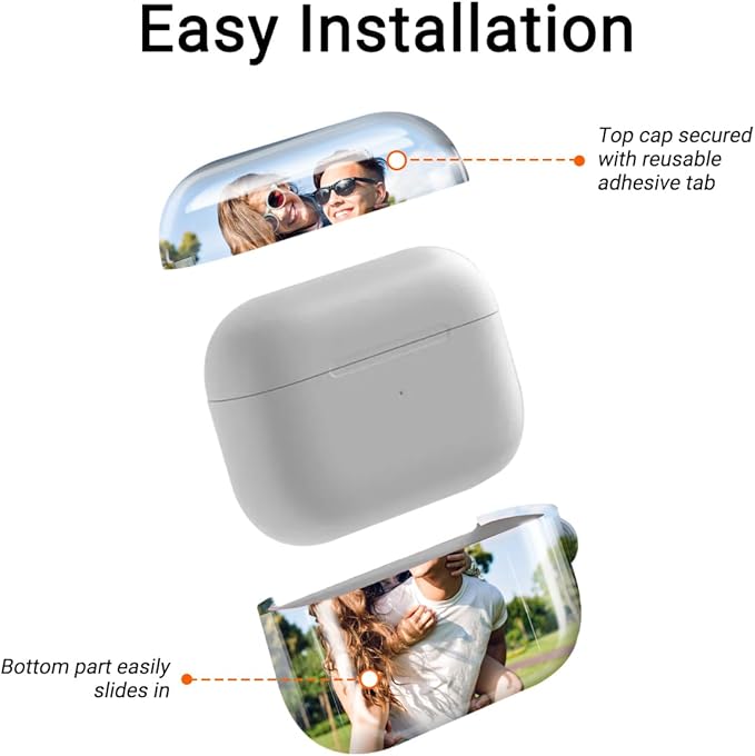 Custom Photo Case for AirPods Pro 3 (2025)/Pro 2/Pro, for Air Pods 4th/3rd/2nd/1st Gen with Carabiner Keychain & Cleaner Kit, Personalized Picture Name Text Plastic Hard PC Cover, Full-Wrap Glossy