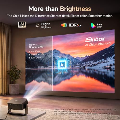 iSinbox Smart Outdoor Projector,Built-in Apps,180° Gimbal,Dolby Audio