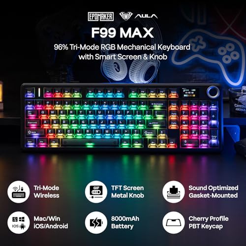 EPOMAKER Aula F99 MAX Wireless Mechanical Keyboard, Smart Screen & Knob - Image 3