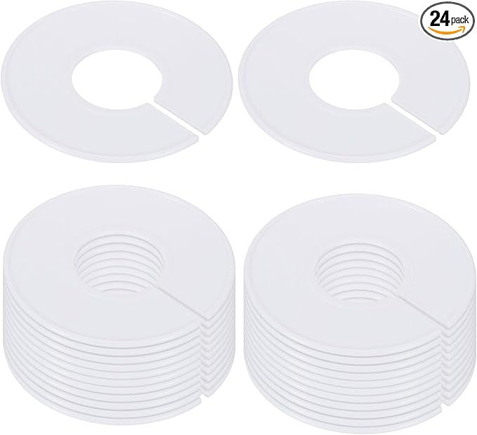 PATIKIL Clothes Dividers, 24 Pack Clothing Rack Size Dividers Blank Labels Sorting Round Separator for Closet, White