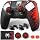 Silicone Skin Cover Sticker x 1 & Extender Grips x 2 for PS5 Controller Spider Red