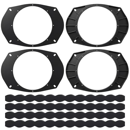 6x9 to 6.5 Speaker Adapter Spacer with Foam Strips, 4 Set