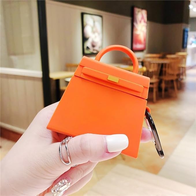 Case for AirPods 4, Girls Creative Fashion Mini Handbag Purse Case, Stylish Soft Silicone TPU Earphone Protection Charging Cover for AirPods 4 +Hook -Black