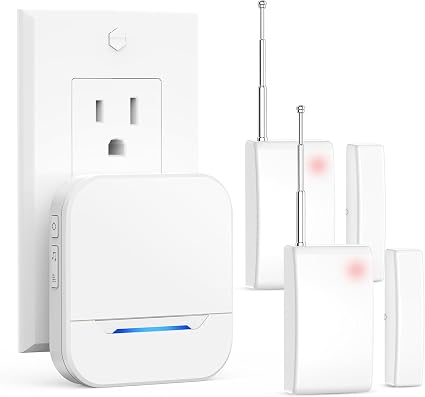 4000FT Wireless Door Chime for Home Security, Long Range Door Sensor Alarm for Kids Safety & Elderly Care, Plug-in Entry Alert for Store, Office, Garage (White - 2 Sensors + 1 Receiver)