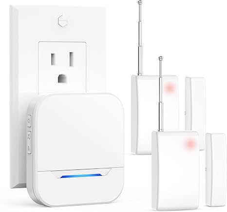 4000FT Wireless Door Chime for Home Security, Long Range Door Sensor Alarm for Kids Safety & Elderly Care, Plug-in Entry Alert for Store, Office, Garage (White - 2 Sensors + 1 Receiver)