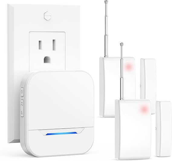 4000FT Wireless Door Chime for Home Security, Long Range Door Sensor Alarm for Kids Safety & Elderly Care, Plug-in Entry Alert for Store, Office, Garage (White - 2 Sensors + 1 Receiver)