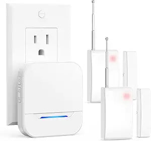 4000FT Wireless Door Chime for Home Security, Long Range Door Sensor Alarm for Kids Safety & Elderly Care, Plug-in Entry Alert for Store, Office, Garage (White - 2 Sensors + 1 Receiver)