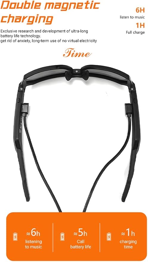 QY-Pro5 Smart Bluetooth Cycling Glasses - HIFI Sound, AI Translation, UV400 Lenses, 6H Playtime for Outdoor Sports (Riding/Skiing/Fishing)-Blue Lenses