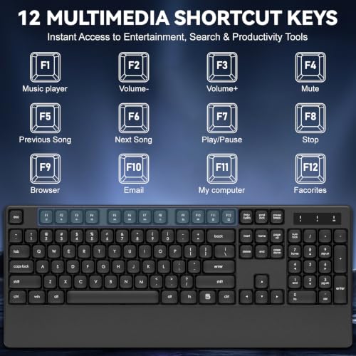 Wireless Keyboard and Mouse with Wrist Rest, 3 DPI Adjustable Mouse, 2.4G Lag-Free Cordless, Quiet and Soft Typing, Sleep Mode, Multimedia Keys, Compatible Windows Mac, Ideal for Business Home Office - Image 8