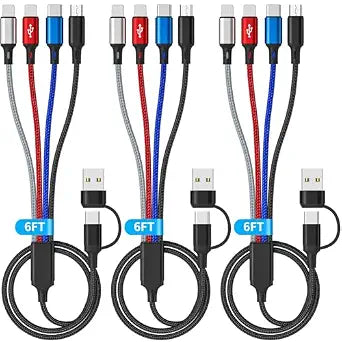 6 in 1 Multi Charging Cable (3Pack 6FT) USB A/C Universal Charger Cable - Image 1