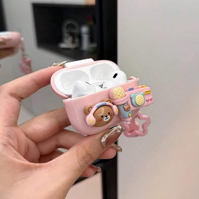 for AirPods Pro 3 Case,Compatible with AirPods Pro 3rd Generation Case (2025), Cute Kawaii Cartoon Design Premium Shock-Absorbing Protective Case Cover for AirPods Pro 3 (Cute Bear)