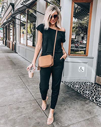 PRETTYGARDEN Jumpsuits for Women Summer Off Shoulder Romper