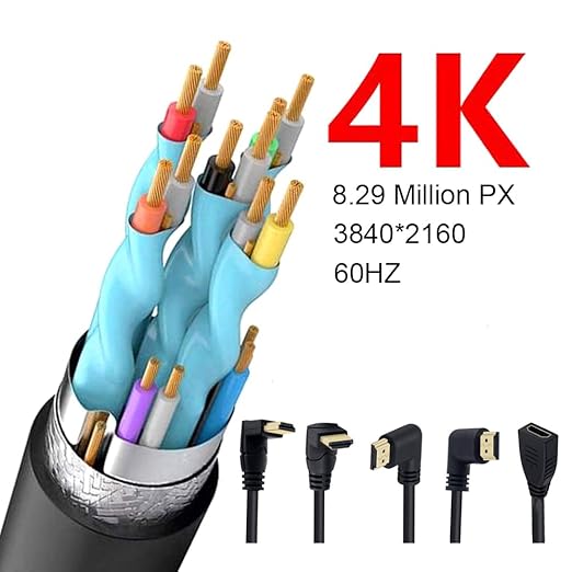 2ft 18Gbps 4K@60Hz HDMI Extension Cable, Up Angle HDMI 2.0 Male to Female Extender Adapter HD High Speed Shield Cord for Xbox HDTV PS4 PS5 Switch