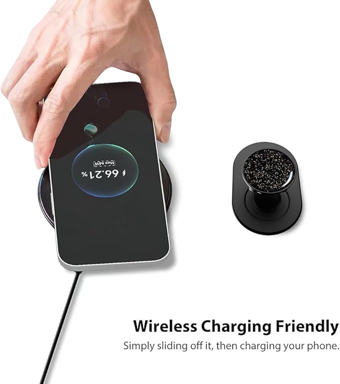 Magnetic Phone Grip for MagSafe, Phone Ring Holder Finger Kickstand Wireless Charging Compatible, Magnet Phone Rings Gripper Stand for iPhone Mag-Safe Accessories - Sky Sparkle Black