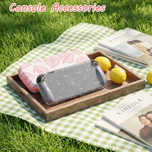 TIKOdirect Carrying Case for Switch 2, Shockproof Portable Travel Bag with Glitter Galaxy case, Screen Protectors and Cute Leaf Thumb Grips Caps, Pink Kit