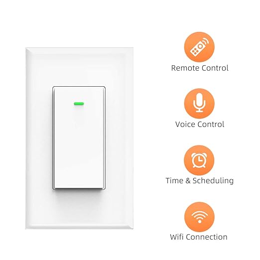Smart Light Switch, Compatible with Alexa, Google Home No Hub Required, Smart Home WiFi Wireless Fit for 1/2/3/4 Gang Switch Box, Neutral Wire Need Micmi MK36, Smart Light Switch