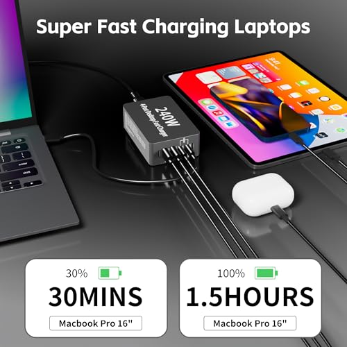 240W USB C Charger Block, 4 Port USB Fast Charging S | Charging & Powe - Image 3