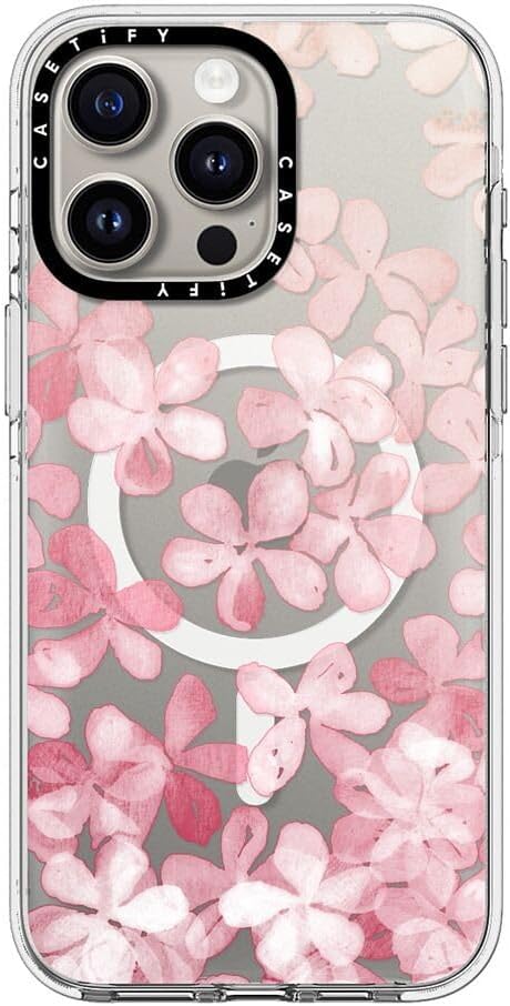 CASETiFY Clear iPhone 15 Pro Max Case [Not Yellowing / 6.6 ft. 3X Military Grade Drop Protection/Compatible with Magsafe] - Spring Blossoms - Clear