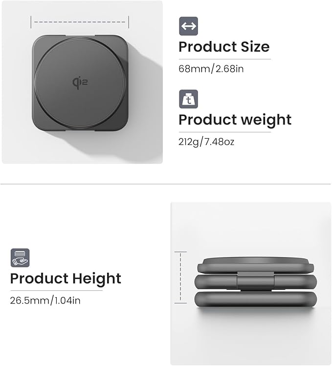 KU XIU Qi2 Certified 3 in 1 Charging Station for Samsung, Aluminum Alloy Foldable 15W Wireless Charger for Galaxy S26 S25 Series Z Flod 7, Fast Charger for Galaxy Watch Ultra, for Galaxy Buds