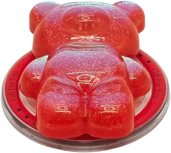 Cute Kawaii 3D Bear Phone Grip Stand, Iridescent Holographic Resin Cell Phone Holder & Kickstand, Compatible with iPhone, Samsung Galaxy, Android (Cherry Red)
