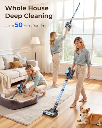 N8 Cordless Vacuum Cleaner,Lightweight Stick Vacuum with Powerful Suction,2200mAh Battery,40 Mins Runtime,Self-Standing, Rechargeable Vacuum Cleaners for Home Hardwood Floor Carpet - Image 6
