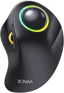 JOMAA Wireless Bluetooth Computer Trackball Mouse with RGB Backlight,Finger Control, 3 Device Switch, Silent Rechargeable Ergonomic Drawing Office Mouse for Laptop, Desktop Computer, Tablet Phone