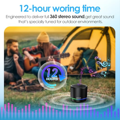 Portable Bluetooth Speaker 5.4, Mini Speaker with Noise Reduction Mic,Black