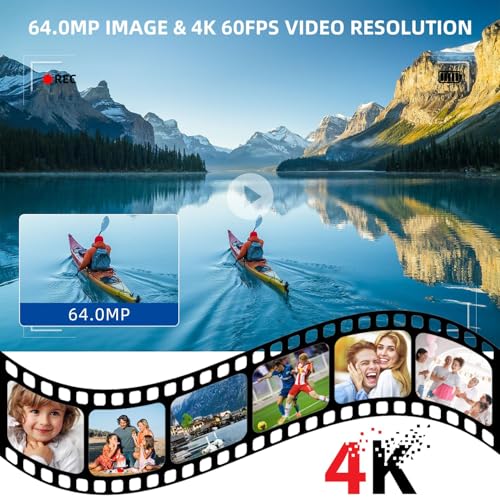 Video Camera Camcorder 4K UHD 48MP Vlogging Camera for YouTube, Dual Lens Digital Camera Recorder with Wireless Mic, 18X Digital Zoom, 120° Wide-Angle, 3.0" IPS Screen 270° Rotation,2 Batteries