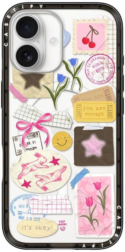 CASETiFY Compact iPhone 17 Case [Slim and Sleek/Compatible with Magsafe / 4 ft. 2X Military Grade Drop Protection] - You are Stars Collage - Clear Black