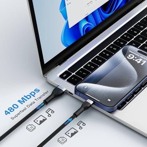 USB C Cable (8FT, 10 Pack), USB A to USB Cord, 3A Fast Charging, Braided