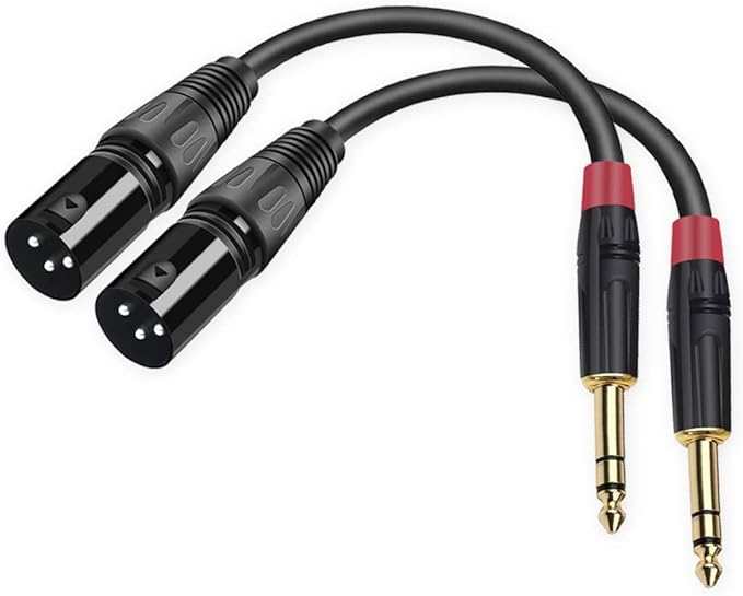 (2PACK/11.8inch) XLR to 1/4 TRS Stereo Adapter,XLR Male to 1/4 Inch (6.35mm) Balanced Microphone Stereo Audio Converter AdapterCable
