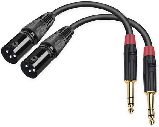 (2PACK/11.8inch) XLR to 1/4 TRS Stereo Adapter,XLR Male to 1/4 Inch (6.35mm) Balanced Microphone Stereo Audio Converter AdapterCable