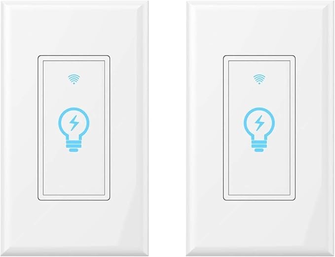 Smart Light Switch, Compatible with Alexa, Google Assistant, IFTTT, WiFi Light, Neutral Wire Required, Schedule Setting APP Remote Control, ETL, No Hub Required (Smart Switch 2pack)