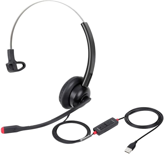 USB Headset with Microphone for PC Laptop Computer Headphone Noise Cancelling Mic for Home Office Online Class Teams Zoom