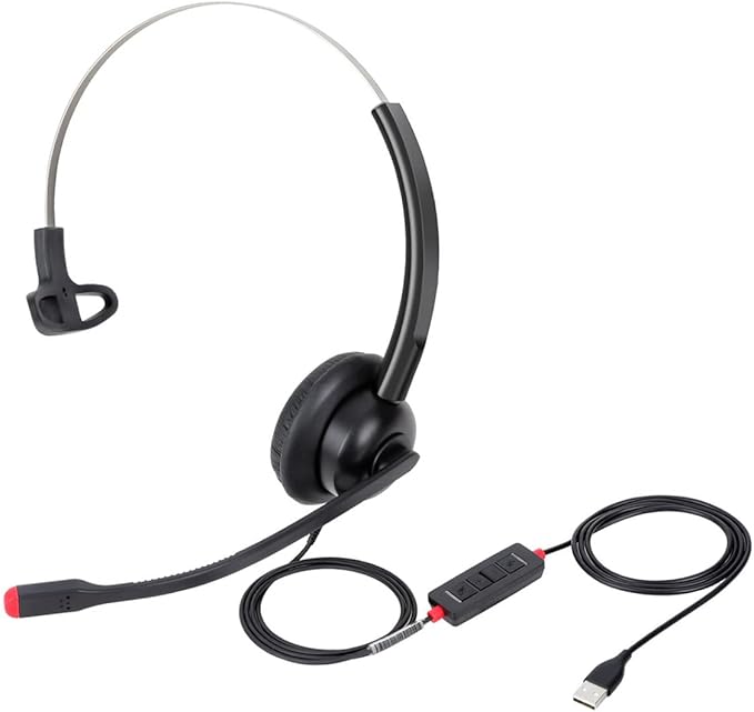 USB Headset with Microphone for PC Laptop Computer Headphone Noise Cancelling Mic for Home Office Online Class Teams Zoom