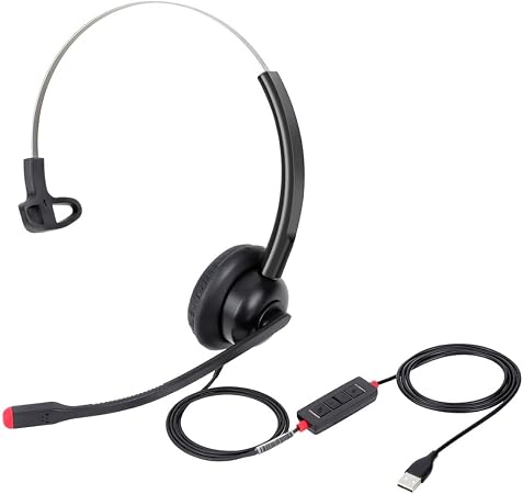 USB Headset with Microphone for PC Laptop Computer Headphone Noise Cancelling Mic for Home Office Online Class Teams Zoom