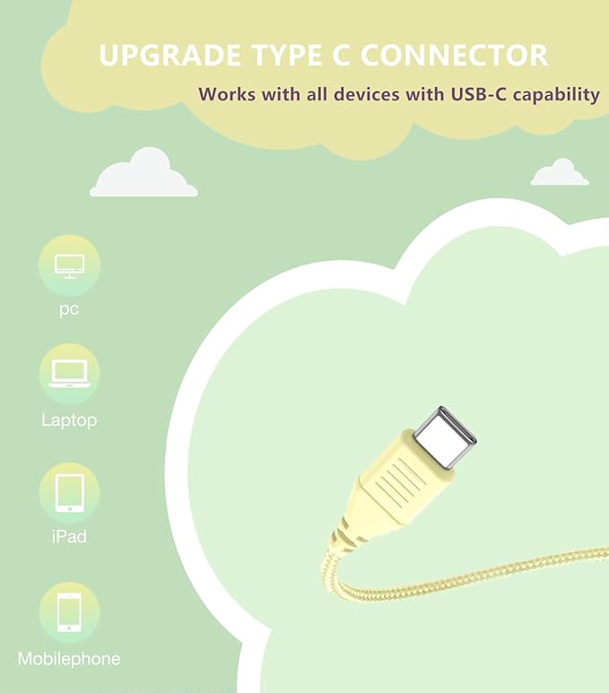 USB Type C Kids Headphone for School, 94dB Safe Volume Limited, Foldable Stereo Sound Tangle-Free Type C Cord, On-Ear Headphones for Boys/Girls/Students/Tablet/Travel(Gradient Green)