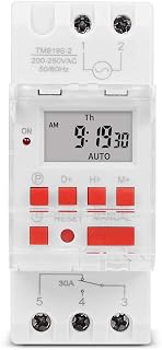 TM919B 30A 7 Days Programmable Timer Switch, Heavy-Duty Digital Weekly Timer with LCD, 16 ON/Off Settings, 35mm DIN Rail Mount, 5000W for Lighting, Water Heater, AC & Industrial Equipment (220V) - Image 1