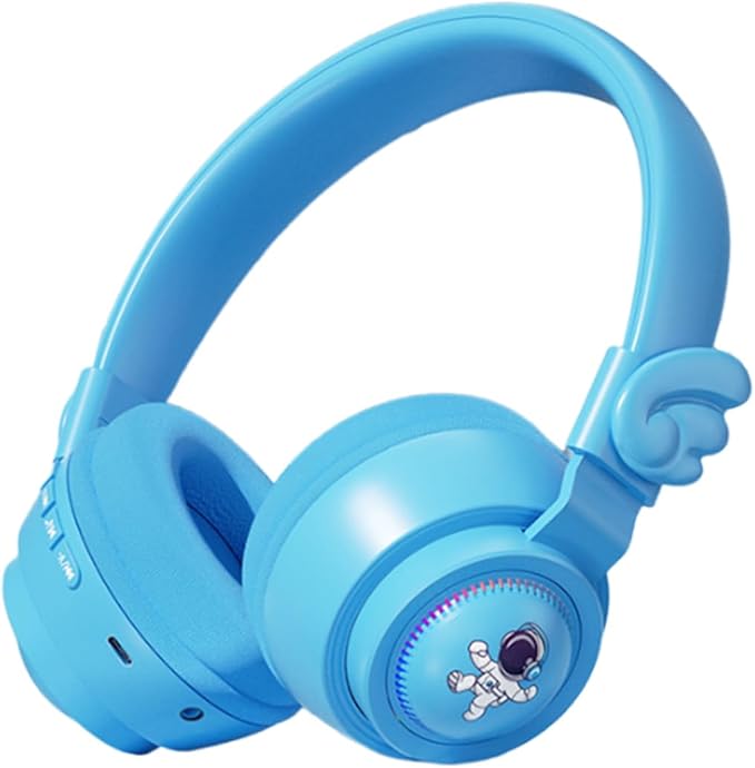 Bluetooth Headphones Wireless For Kids ,Volume Limited 85/89dB,Bluetooth 5.3,Over On Ear Foldable Noise Protection Headset,Wired Inline AUX Cord Mic for Boy Travel School Phone Pad Tablet PC (blue)