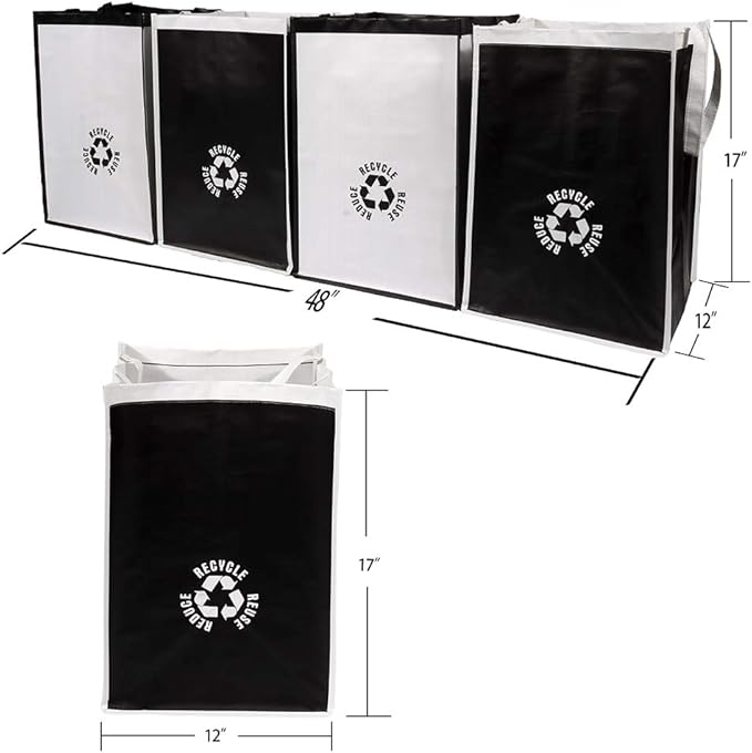 Lily queen Recycle Waste Bin for Kitchen Home Trash Sorting Bins Bag Base Plate Organizer Waterproof Baskets Container Polypropylene 4 Set